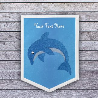 Sparkle Like Pretty Blue Dolphin Jumping Position Pennant