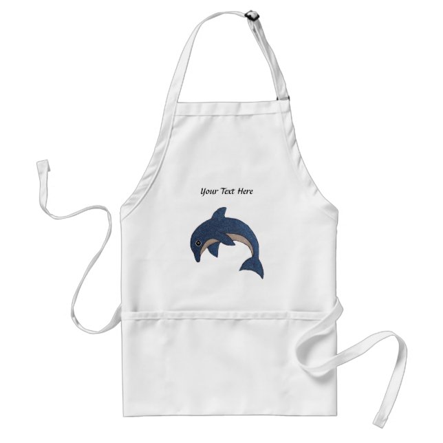 Sparkle Look Jumping dolphin in Dark Blue White Adult Apron (Front)