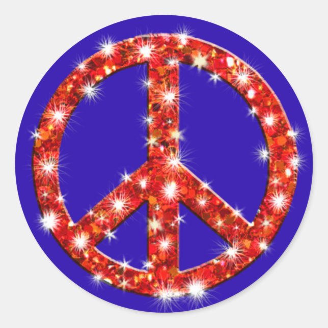 Sparkle Look Peace Sign Classic Round Sticker (Front)