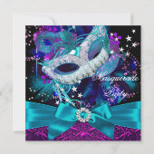 Sparkle Mask & Bow Masquerade Party Invitation (Front)