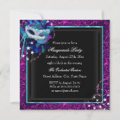 Sparkle Mask & Bow Masquerade Party Invitation (Back)