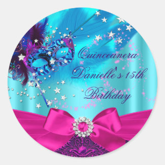 Sparkle Mask & Bow Quinceanera Birthday Sticker