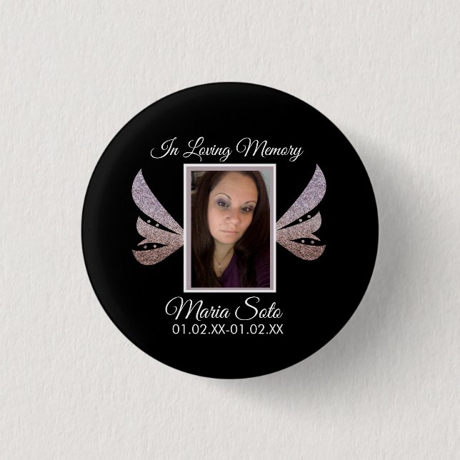 Sparkle Memorial Funeral Burial Wing  Button (Front)