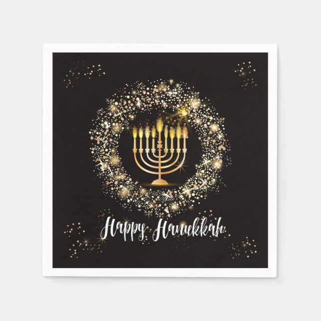 Sparkle Menorah Hanukkah Napkins (Front)