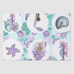 Sparkle Mermaid & Seahorse With Matching Back Tissue Paper