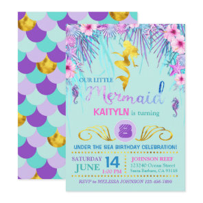 Sparkle Mermaid Under the Sea Birthday Invitation
