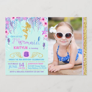 Sparkle Mermaid Under the Sea Birthday Invitation