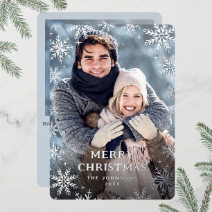 Sparkle Merry Christmas 2 PHOTO Greeting Silver Foil Holiday Card