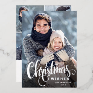 Sparkle Merry Christmas 5 PHOTO Greeting Silver Foil Holiday Card