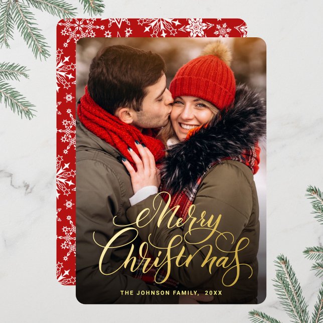 Sparkle Merry Christmas PHOTO Greeting Gold Foil Holiday Card (Creator Uploaded)