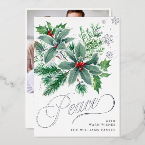 Sparkle Merry Christmas PHOTO Greeting Silver Foil Holiday Card