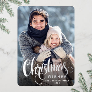 Sparkle Merry Christmas PHOTO Greeting Silver Foil Holiday Card