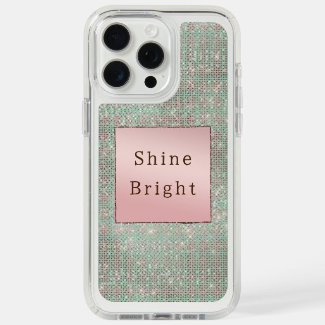 Sparkle Mint Glam Brown Glitter  Speck iPhone Case (Front (White Titanium))