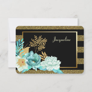 Sparkle Mint Gold Floral Bridesmaid Invitation