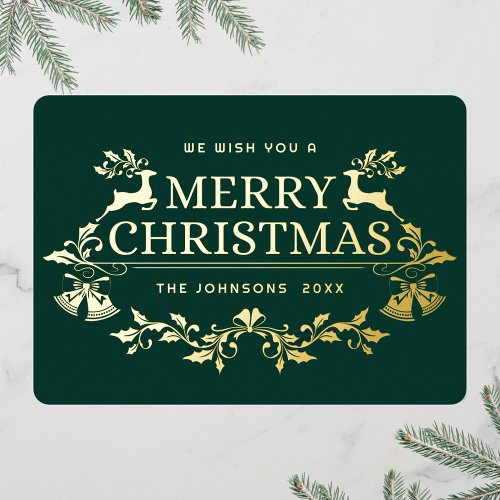Sparkle Modern Christmas PHOTO Greeting Gold Foil Holiday Card