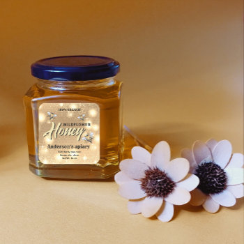Sparkle Modern Elegant  Honey Bees Honey Jar Label by Makidzona at Zazzle