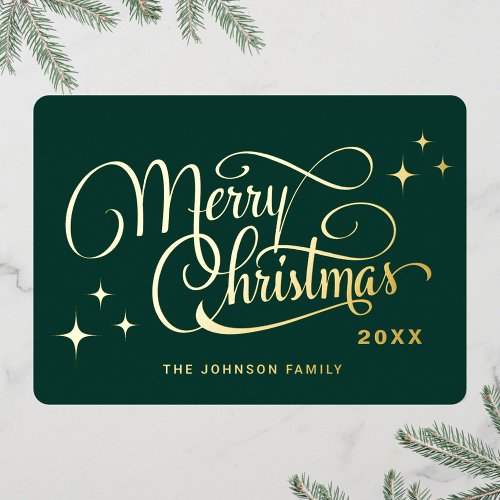 Sparkle Modern Minimalist Christmas Gold Foil Holiday Card