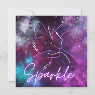 Sparkle- neon galaxy cat invitation