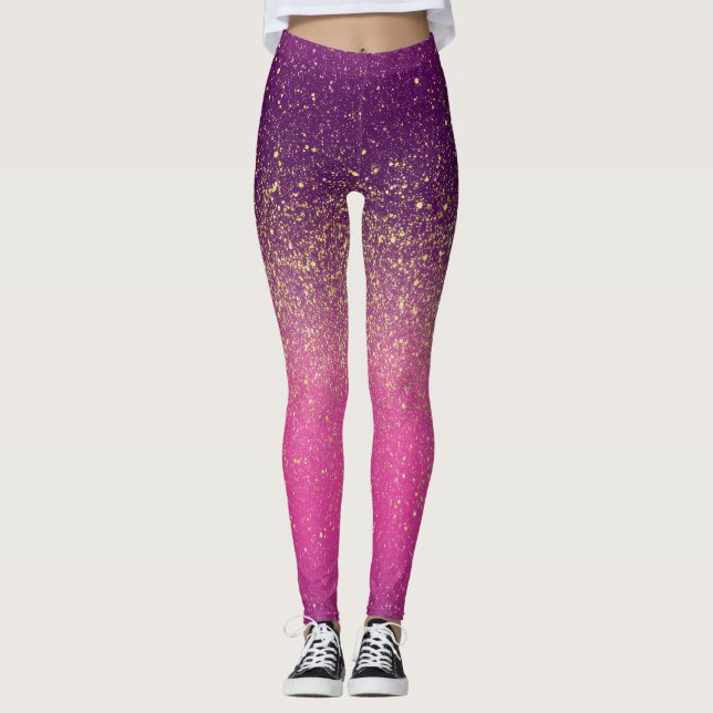 Sparkle Ombre Pink Pattern  Leggings (Front)