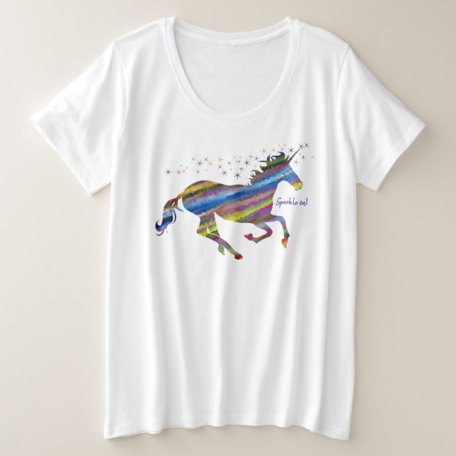 Sparkle on! Unicorn Plus Size T-Shirt (Design Front)