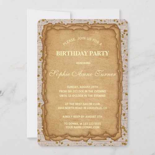 Sparkle Papyrus Ancient Birthday Invitation