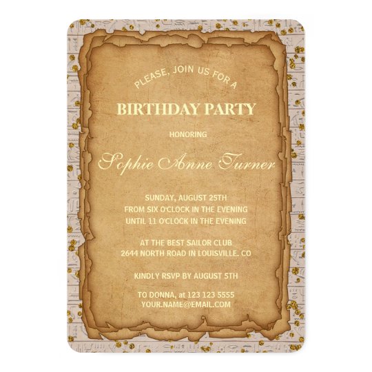 Sparkle Papyrus Ancient Birthday Invitation