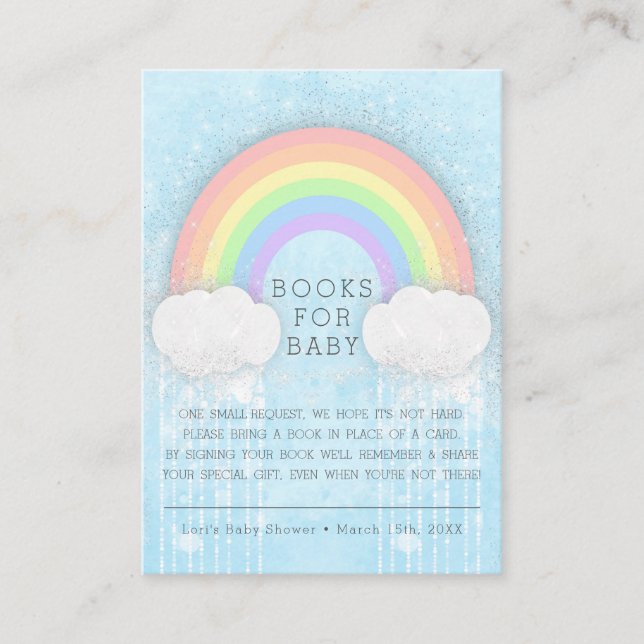 Sparkle Pastel Rainbow Books For Baby Card (Front)