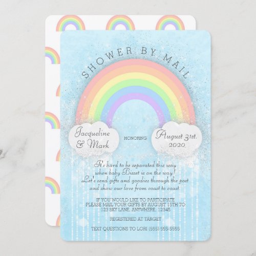 Sparkle Pastel Rainbow Shower By Mail Invitation