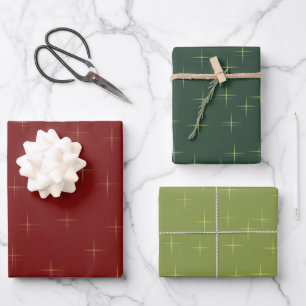 Sparkle Pattern Black Pine Grren  Wrapping Paper Sheets