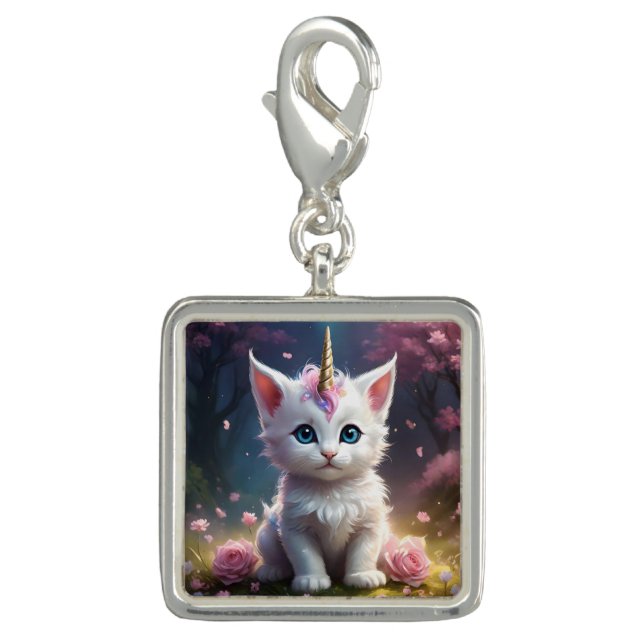 "Sparkle Paws: The Enchanting Unicorn Kitten" Charm (Front)