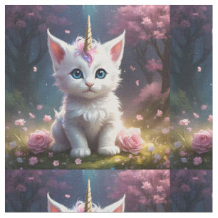 "Sparkle Paws: The Enchanting Unicorn Kitten" Fabric