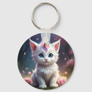"Sparkle Paws: The Enchanting Unicorn Kitten" Keychain