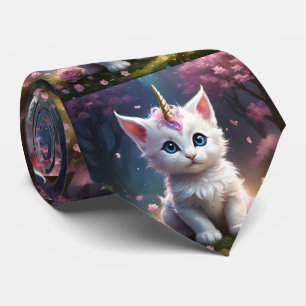 "Sparkle Paws: The Enchanting Unicorn Kitten" Neck Tie