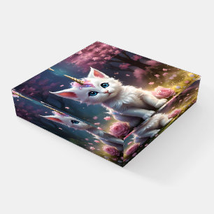 "Sparkle Paws: The Enchanting Unicorn Kitten" Paperweight