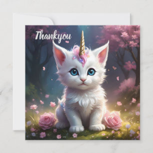 "Sparkle Paws: The Enchanting Unicorn Kitten" Thank You Card