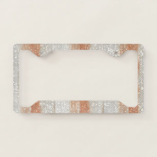 Sparkle Peach Orange White Stripes License Plate Frame