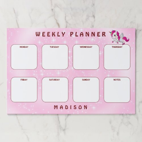 Sparkle Pink Background  Unicorn  Paper Pad