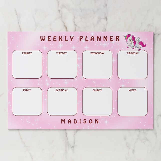 Sparkle Pink Background & Unicorn  Paper Pad (Front)