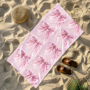 Sparkle Pink Coquette Bow 1st Beach Towel