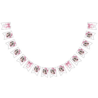 Sparkle Pink Coquette Bow 1st Bunting Flags