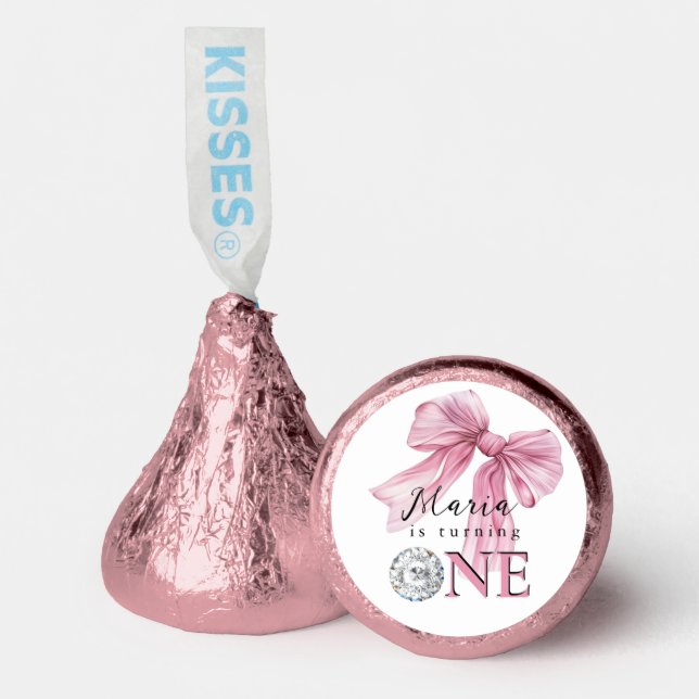 Sparkle Pink Coquette Bow 1st Hershey®'s Kisses® (Front)