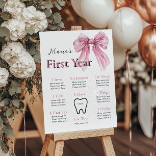 Sparkle Pink Coquette Bow 1st Milestone poster