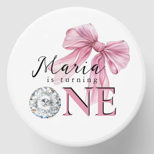 Sparkle Pink Coquette Bow 1st Mini Candle Favors