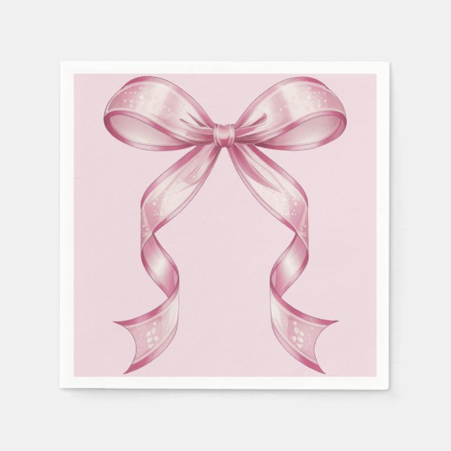 Sparkle Pink Coquette Bow 1st Napkins (Front)