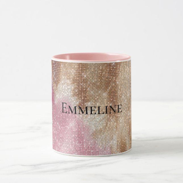 Sparkle Pink Cream Gold Cowgirl Cowhide   Mug (Center)