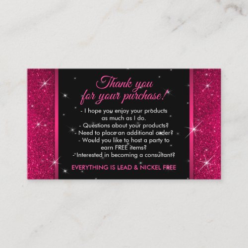 Sparkle Pink Crown Jewelry Accessories Thank You Business Card