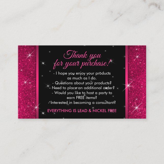 Sparkle Pink Crown Jewelry Accessories Thank You Business Card (Front)