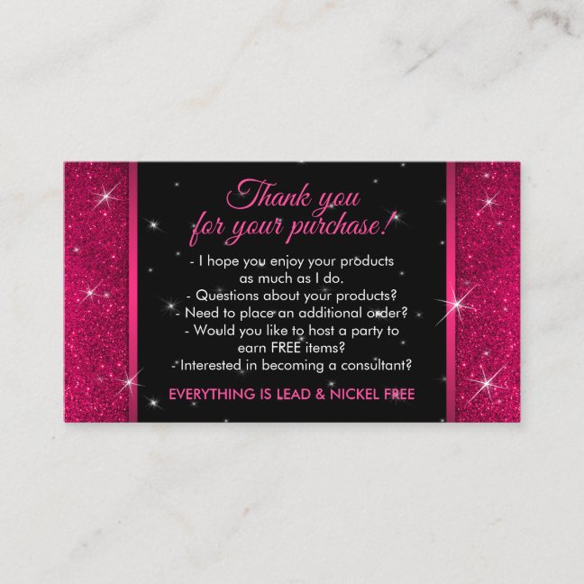 Sparkle Pink Crown Jewelry Accessories Thank You Business Card