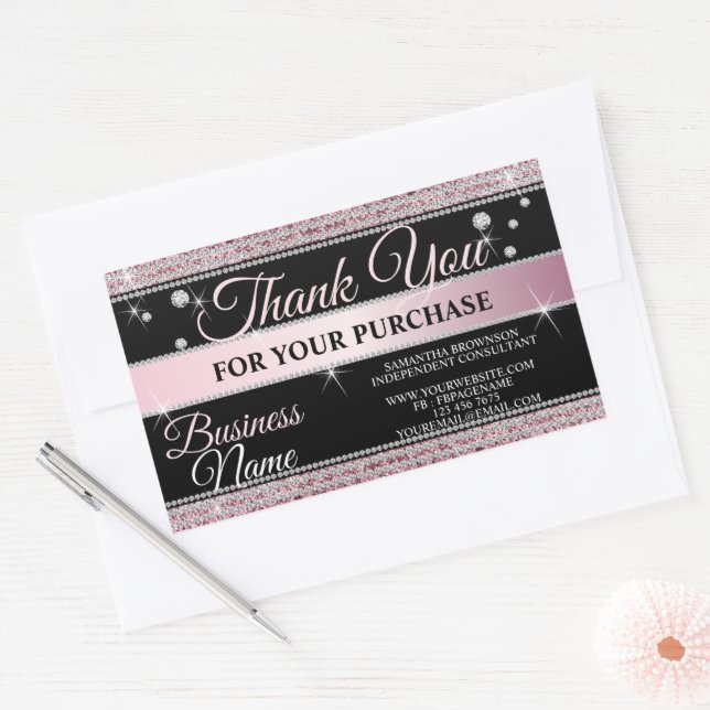 Sparkle Pink Diamond Jewelry Store Boutique Girly Rectangular Sticker (Envelope)