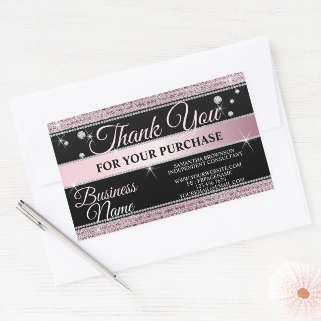 Sparkle Pink Diamond Jewelry Store Boutique Girly Rectangular Sticker